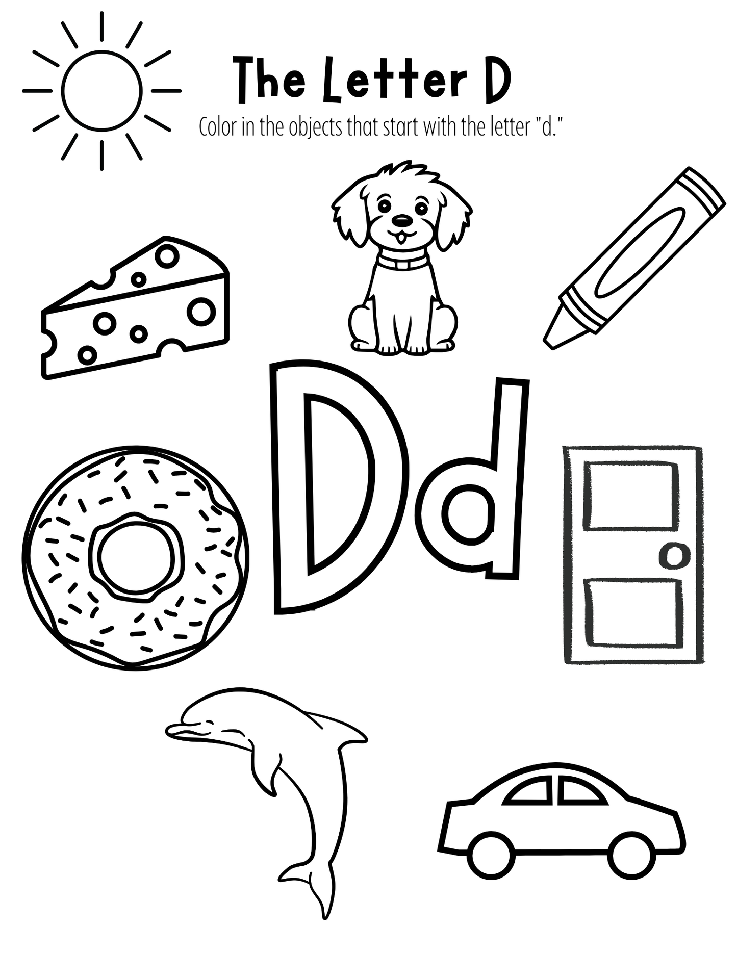 Color A-Z - Printable Coloring Pages - Color objects that start with each letter of Alphabet