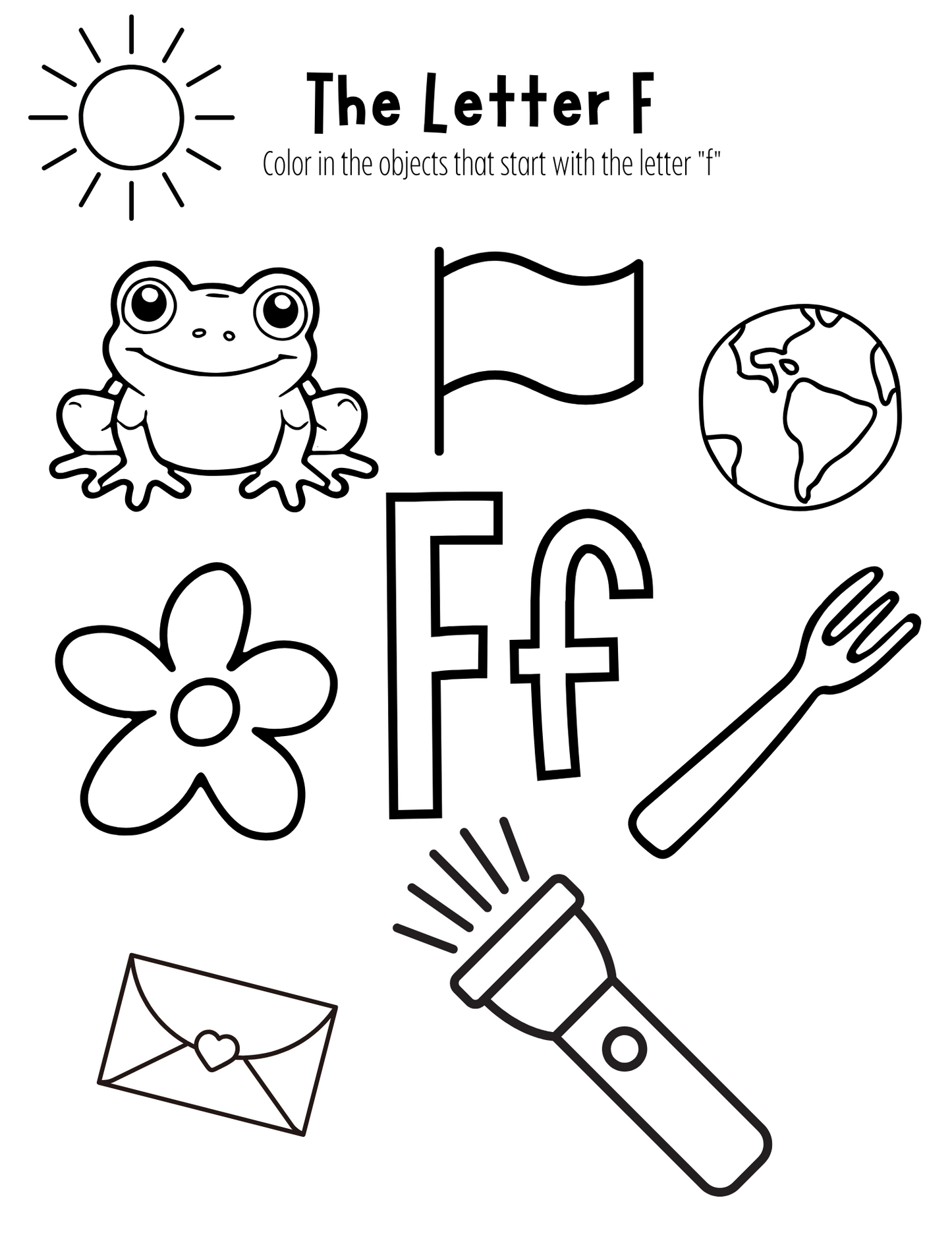 Color A-Z - Printable Coloring Pages - Color objects that start with each letter of Alphabet