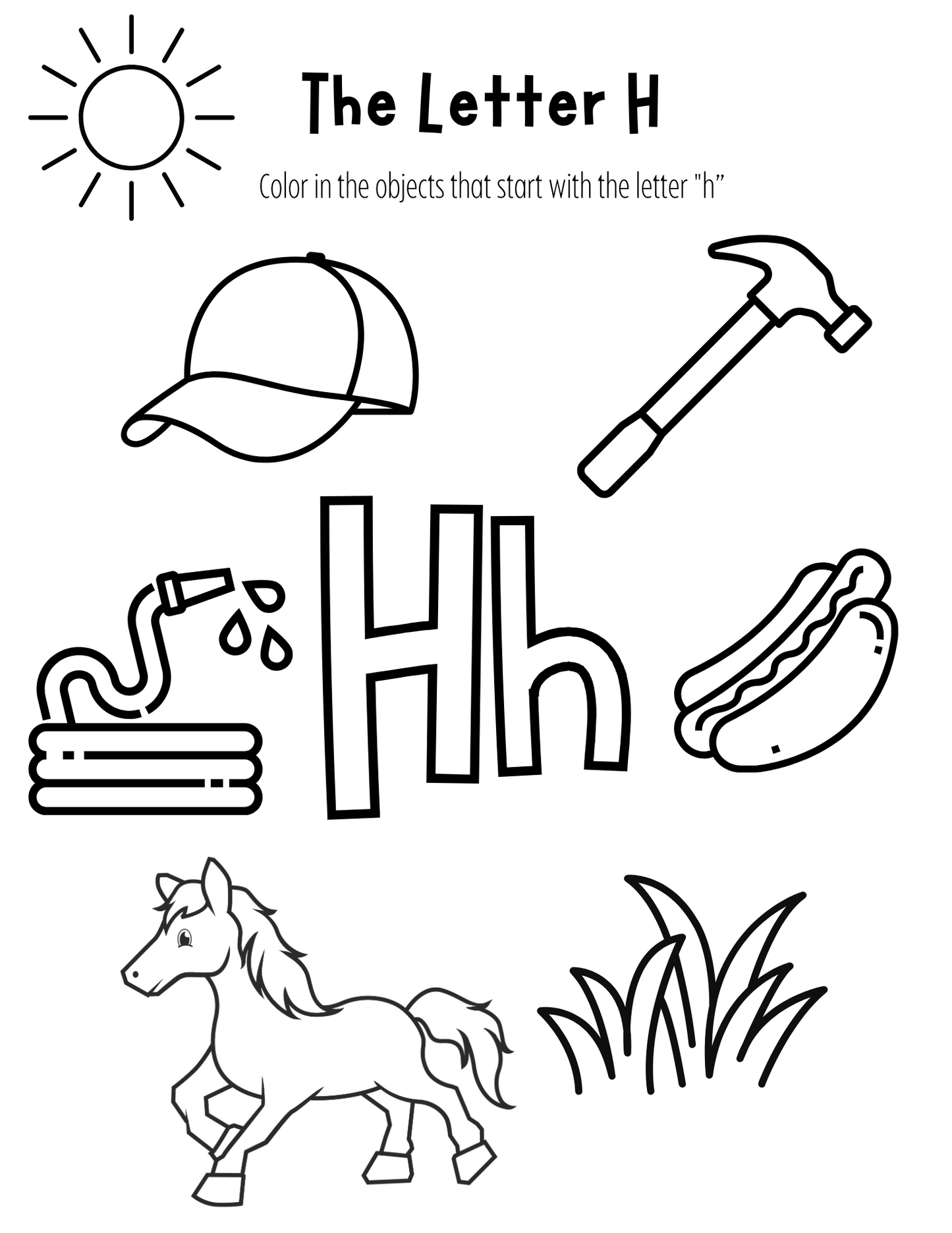 Color A-Z - Printable Coloring Pages - Color objects that start with each letter of Alphabet