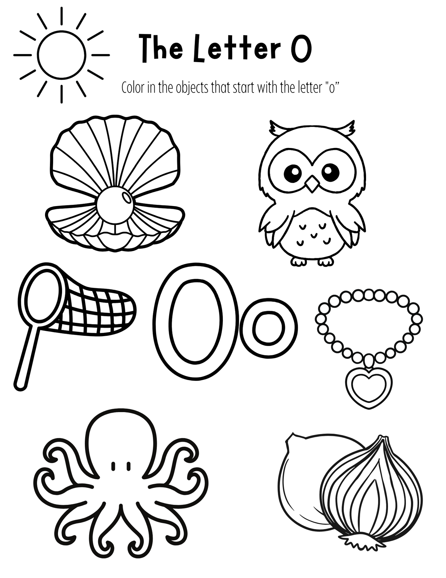Color A-Z - Printable Coloring Pages - Color objects that start with each letter of Alphabet