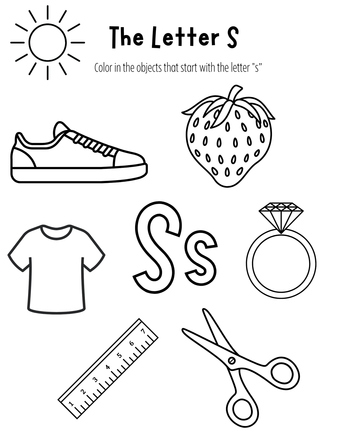 Color A-Z - Printable Coloring Pages - Color objects that start with each letter of Alphabet